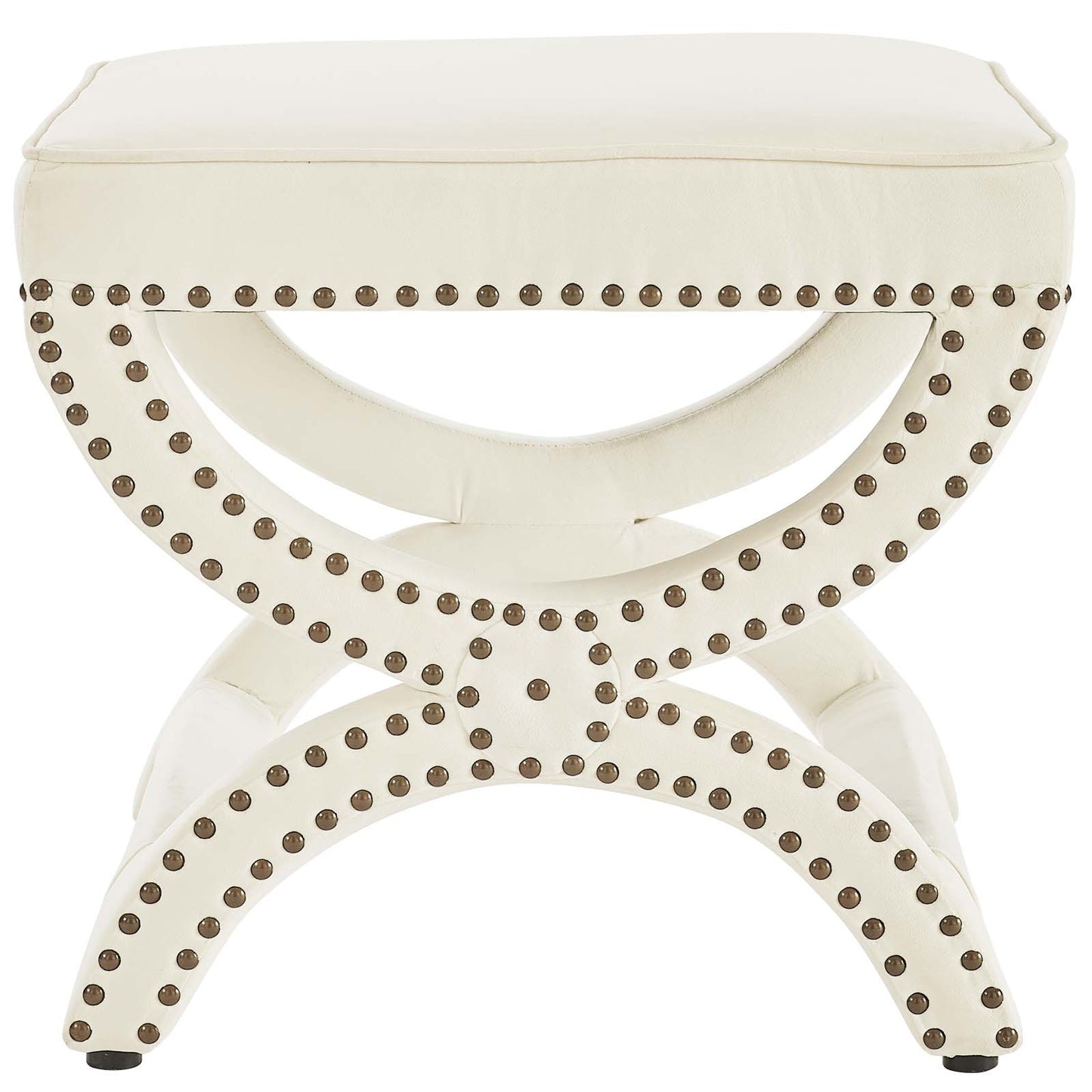 Expound Upholstered Nailhead Trim Performance Velvet Ottoman