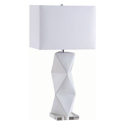 Geometric Ceramic Base Table Lamp White