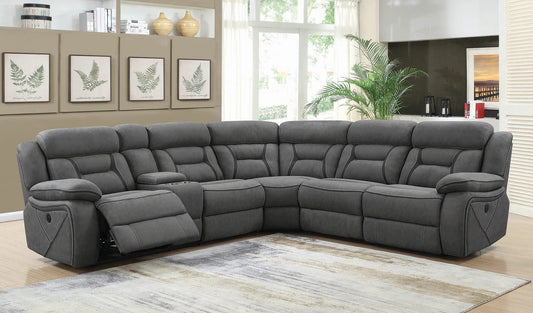 Higgins Four-Piece Upholstered Power Sectional Grey