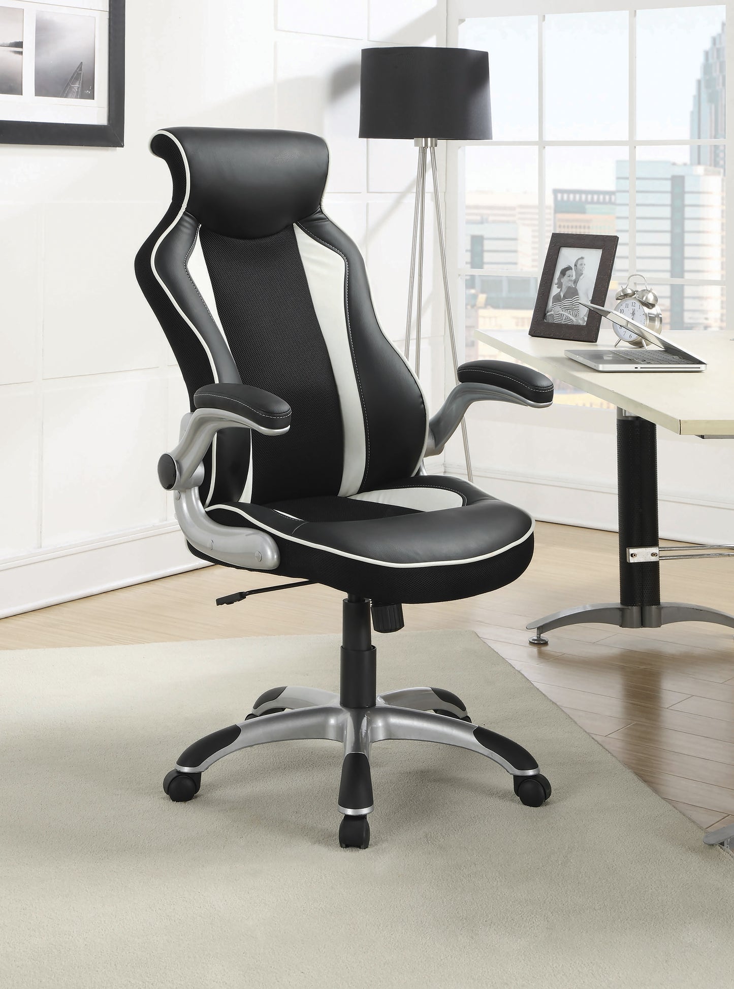 Adjustable Height Office Chair Black and Silver