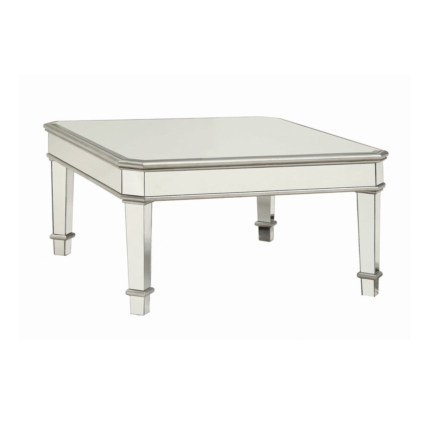 Cassandra Square Beveled Top Coffee Table Silver