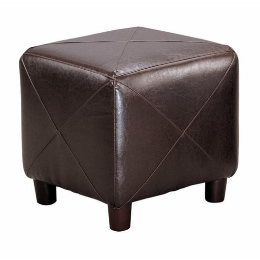 Cube Shaped Ottoman Dark Brown