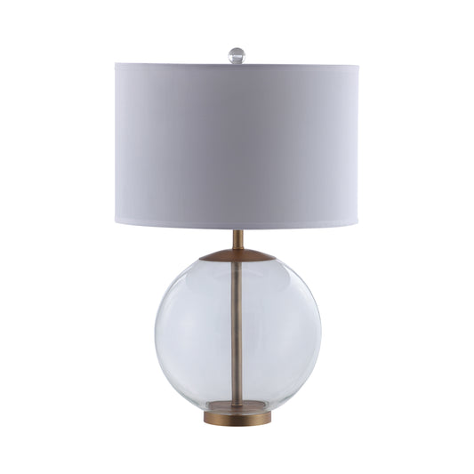 Drum Shade Table Lamp with Glass Base White