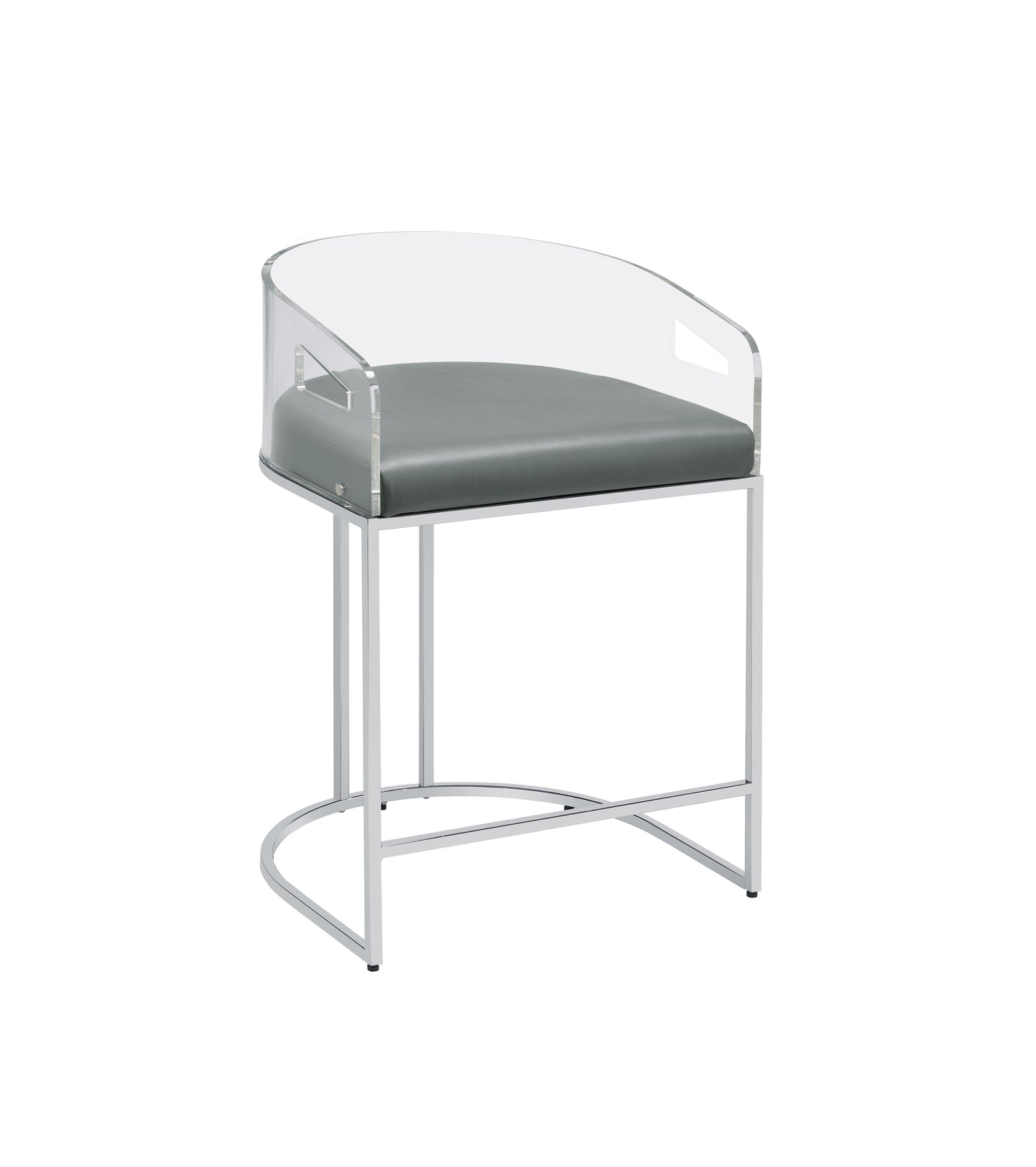 Thermosolis Acrylic Back Counter Height Stools Grey and Chrome (Set of 2)