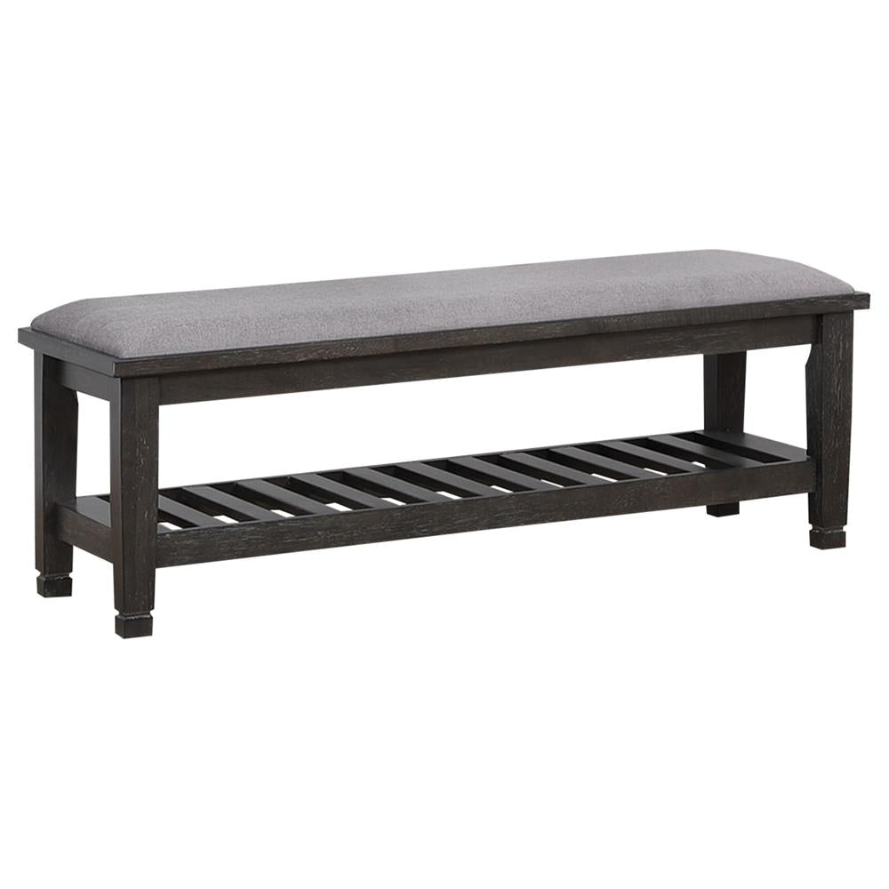 Franco Upholstered Bench with Slatted Shelf Weathered Sage