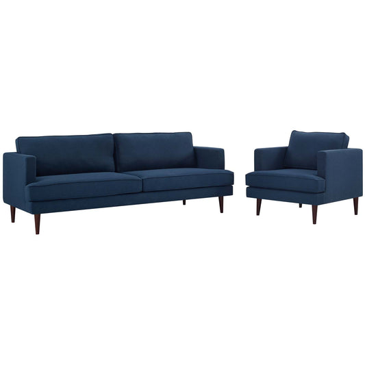 Agile Upholstered Fabric Sofa and Armchair Set