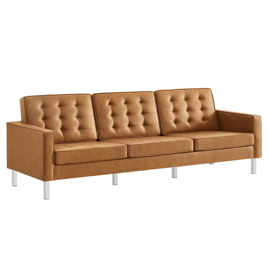 Loft Tufted Vegan Leather Vegan Leather Sofa