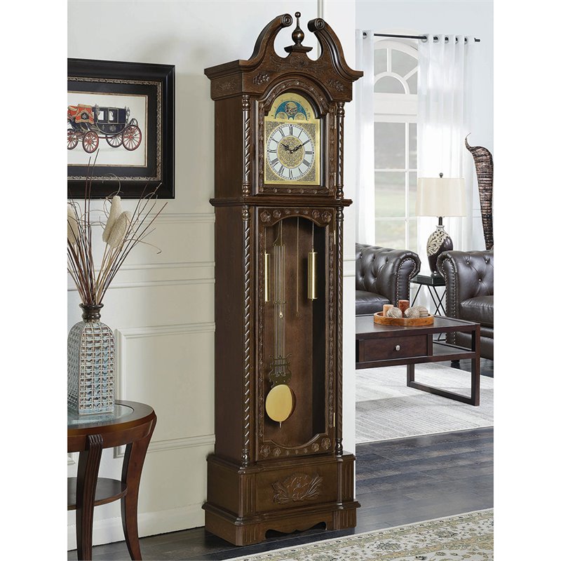 Grandfather Clock with Chime Golden Brown