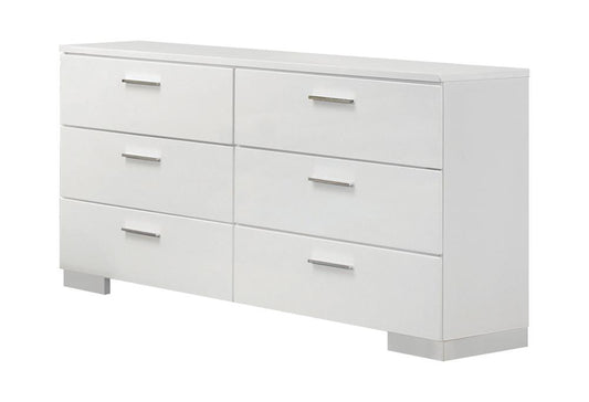 Felicity 6-drawer Dresser Glossy White