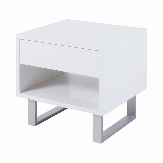 1-drawer End Table High Glossy White