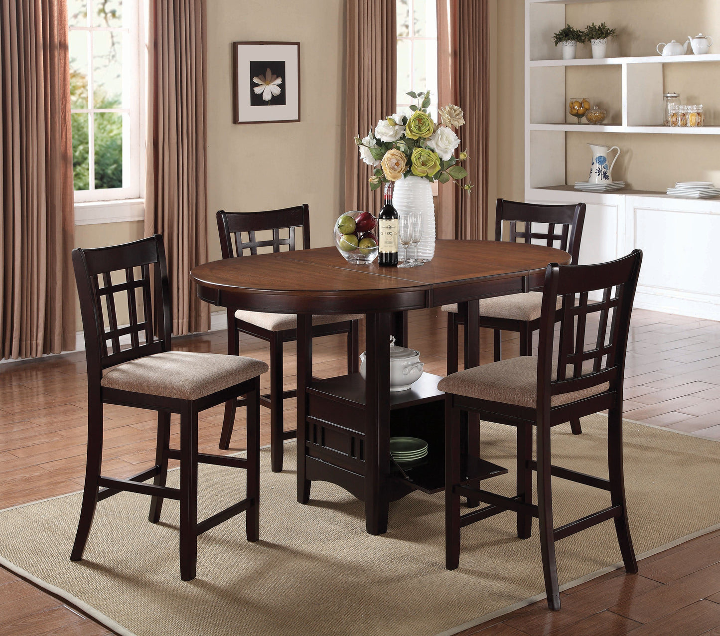 Lavon 5-piece Counter Height Dining Room Set Light Chestnut and Espresso
