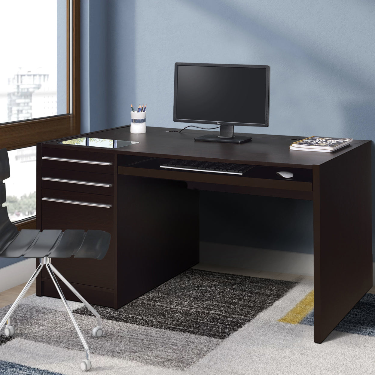Halston Rectangular Connect-it Office Desk Cappuccino