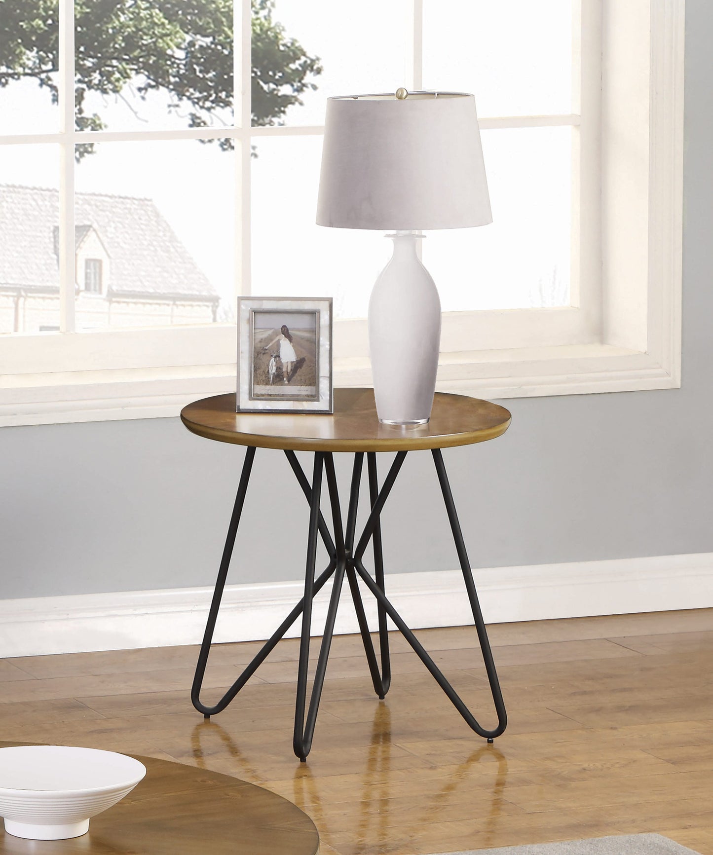 Churchill Round End Table Dark Brown and Black