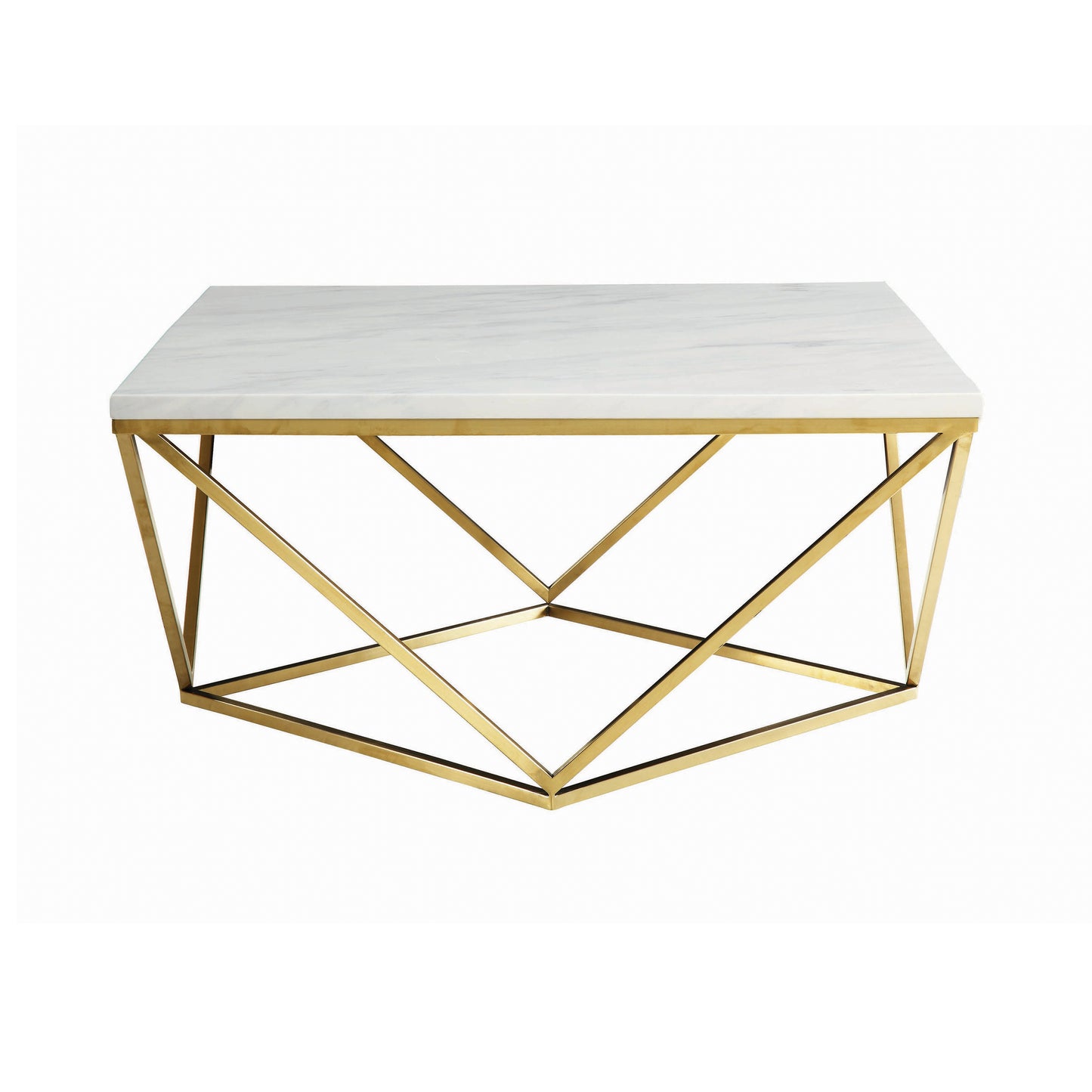 Square Coffee Table White and Gold