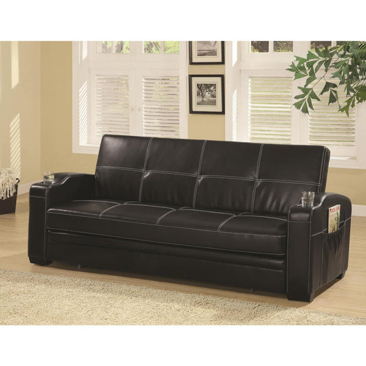 Avril Upholstered Sleeper Sofa Bed with Cup Holders Black