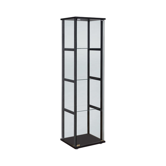 4-shelf Glass Curio Cabinet Black and Clear