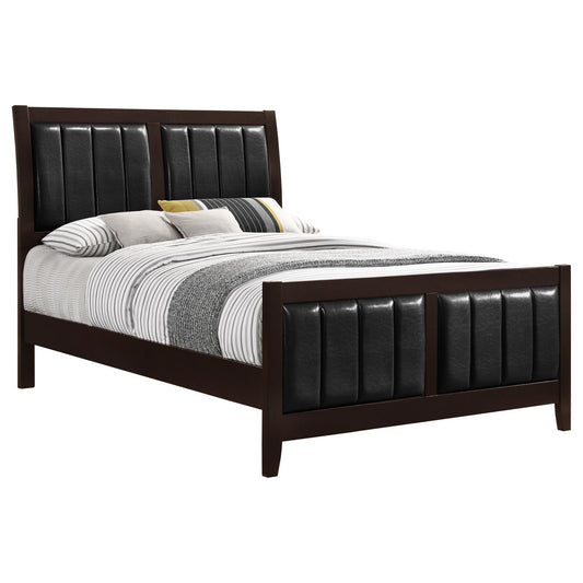 Carlton Queen Upholstered Bed Cappuccino and Black