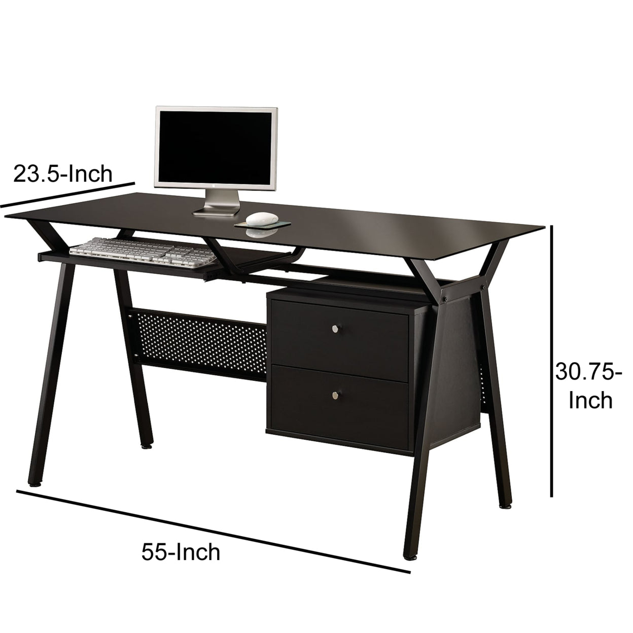 Weaving 2-drawer Computer Desk Black