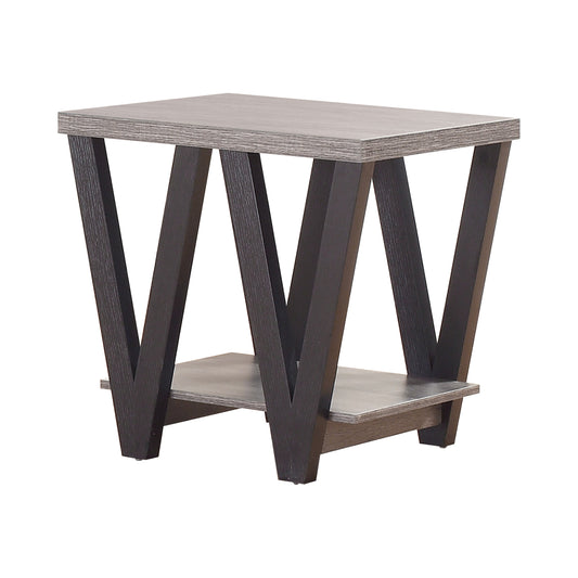 Higgins V-shaped End Table Black and Antique Grey