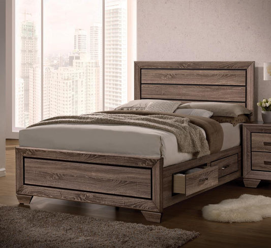 Kauffman Queen Storage Bed Washed Taupe