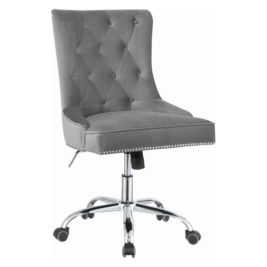 Tufted Back Office Chair Grey and Chrome