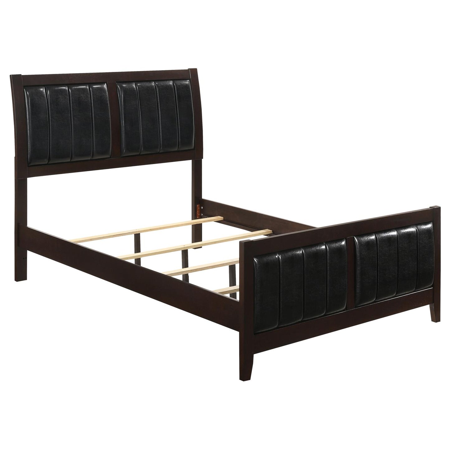 Carlton Full Upholstered Panel Bed Cappuccino and Black
