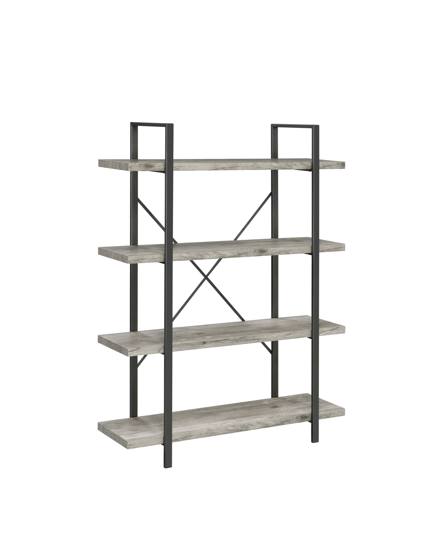 Cole 5-Shelf Bookcase Grey Driftwood and Gunmetal