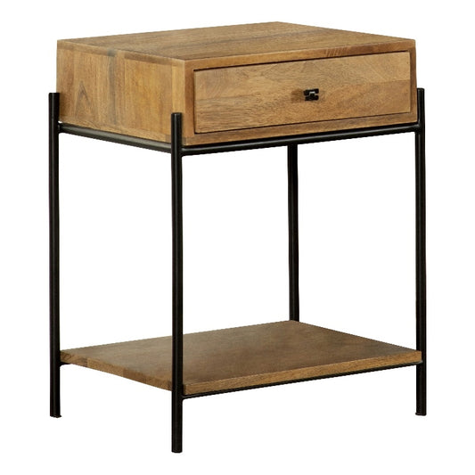 1-drawer Accent Table with Open Shelf Natural Mango and Black