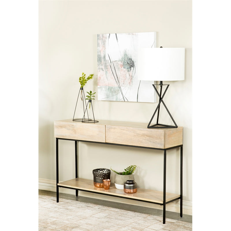 2-drawer Console Table with Open Shelf White Washed
