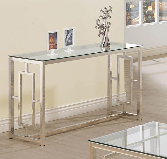 Rectangle Glass Top Sofa Table Nickel