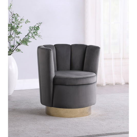 Channeled Tufted Swivel Chair Grey and Gold