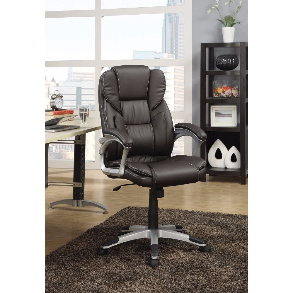 Adjustable Height Office Chair Dark Brown and Silver