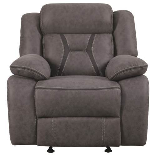 Higgins Overstuffed Upholstered Glider Recliner Grey