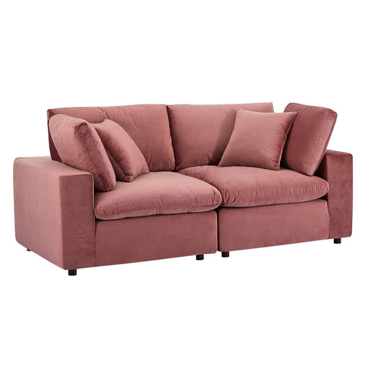 Commix Down Filled Overstuffed Performance Velvet Loveseat