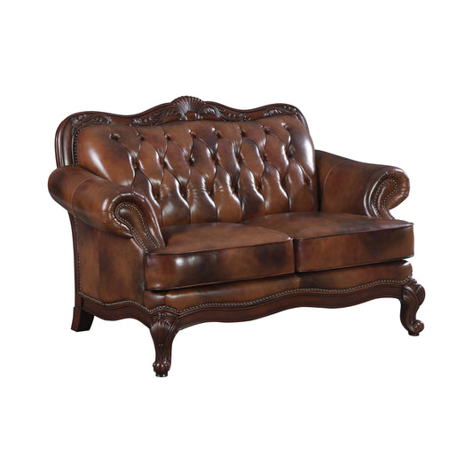 Victoria Tufted Back Loveseat Tri-tone and Brown