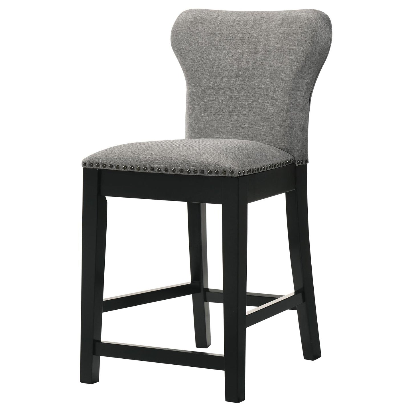 Ralland Upholstered Solid Back Counter Height Stools with Nailhead Trim (Set of 2) Grey and Black