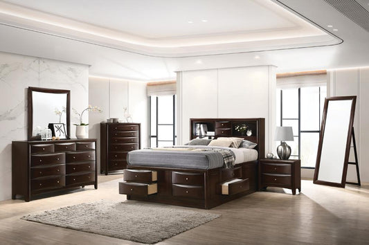 Phoenix Bedroom Set with Bookcase Headboard Deep Cappuccino