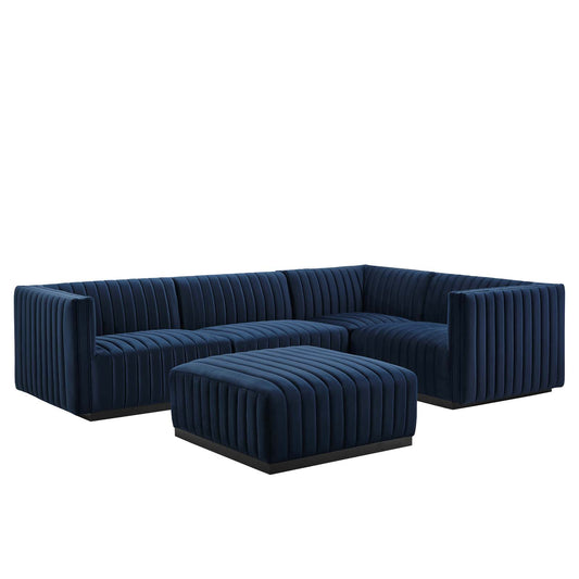 Conjure Channel Tufted Performance Velvet 5-Piece Sectional