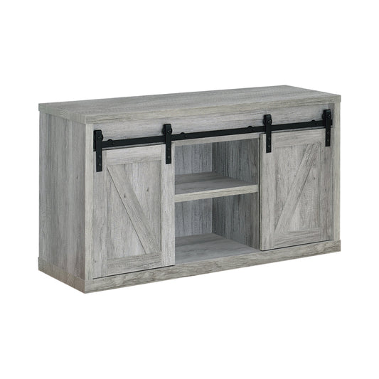 48-inch 3-shelf Sliding Doors TV Console Grey Driftwood