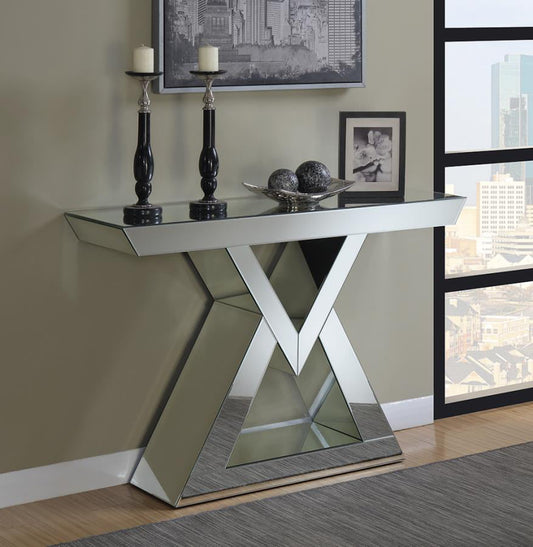 Console Table with Triangle Base Clear Mirror