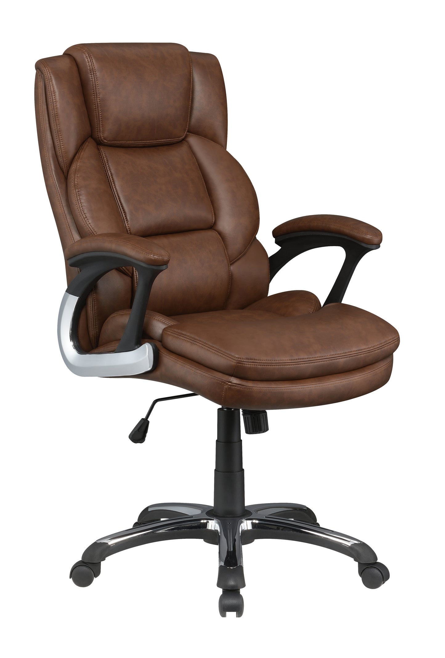 Adjustable Height Office Chair with Padded Arm Brown and Black