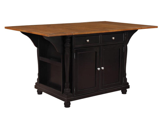 Slater 2-drawer Kitchen Island with Drop Leaves Brown and Black
