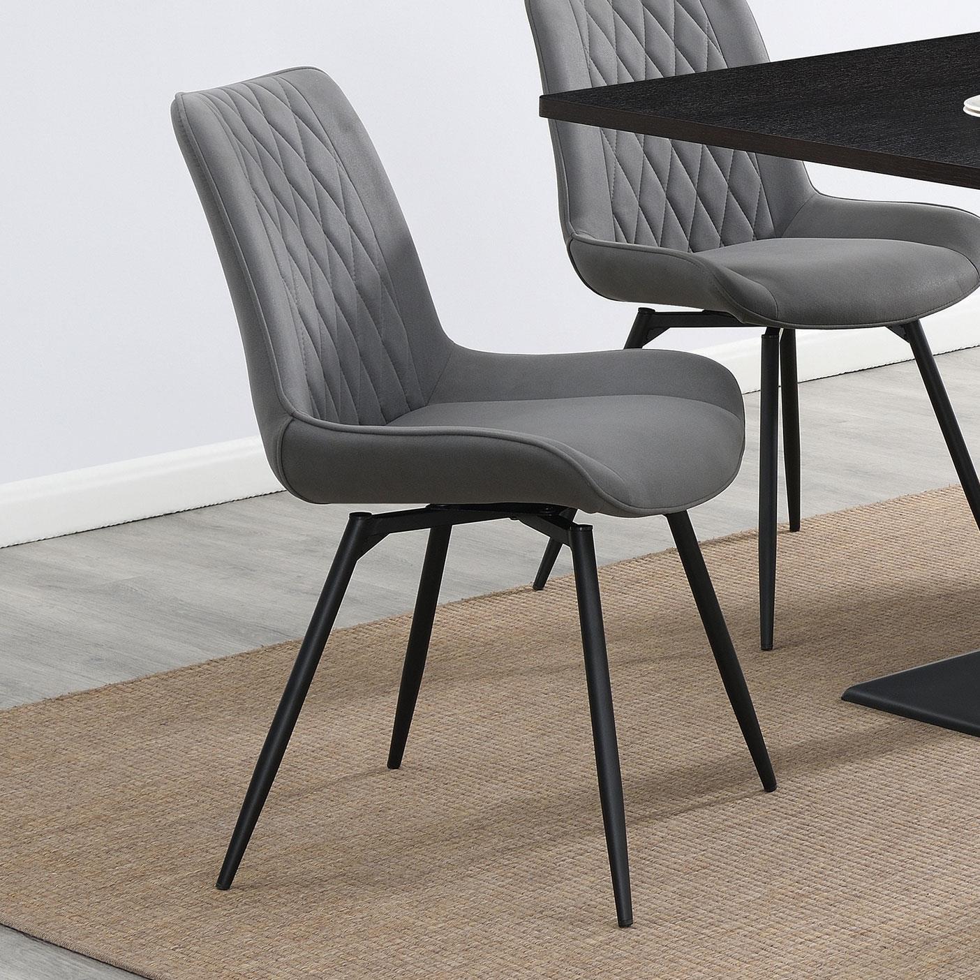 Diggs Upholstered Tufted Swivel Dining Chairs Grey and Gunmetal (Set of 2)