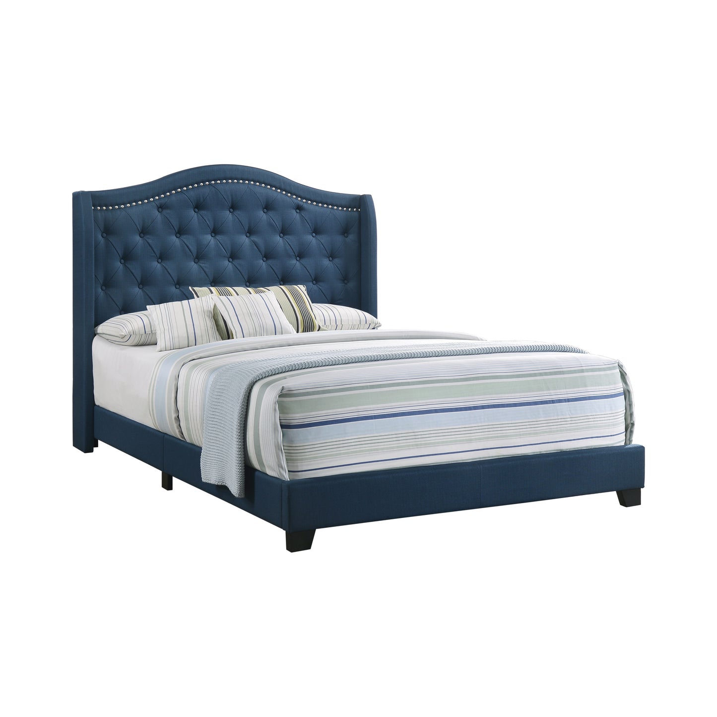 Sonoma Eastern King Camel Headboard with Nailhead Trim Bed Blue