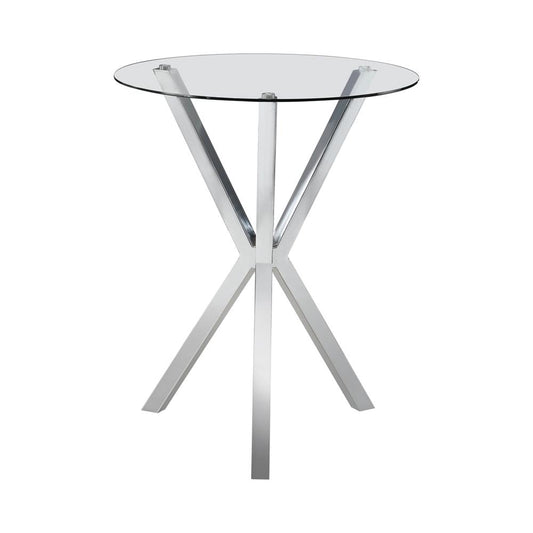 Denali Round Glass Top Bar Table Chrome