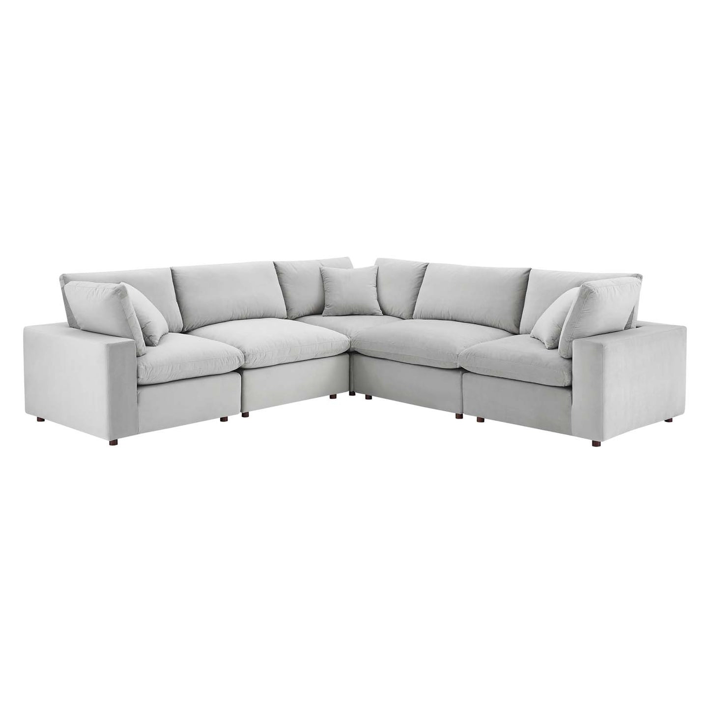 Commix Down Filled Overstuffed Performance Velvet 5-Piece Sectional Sofa