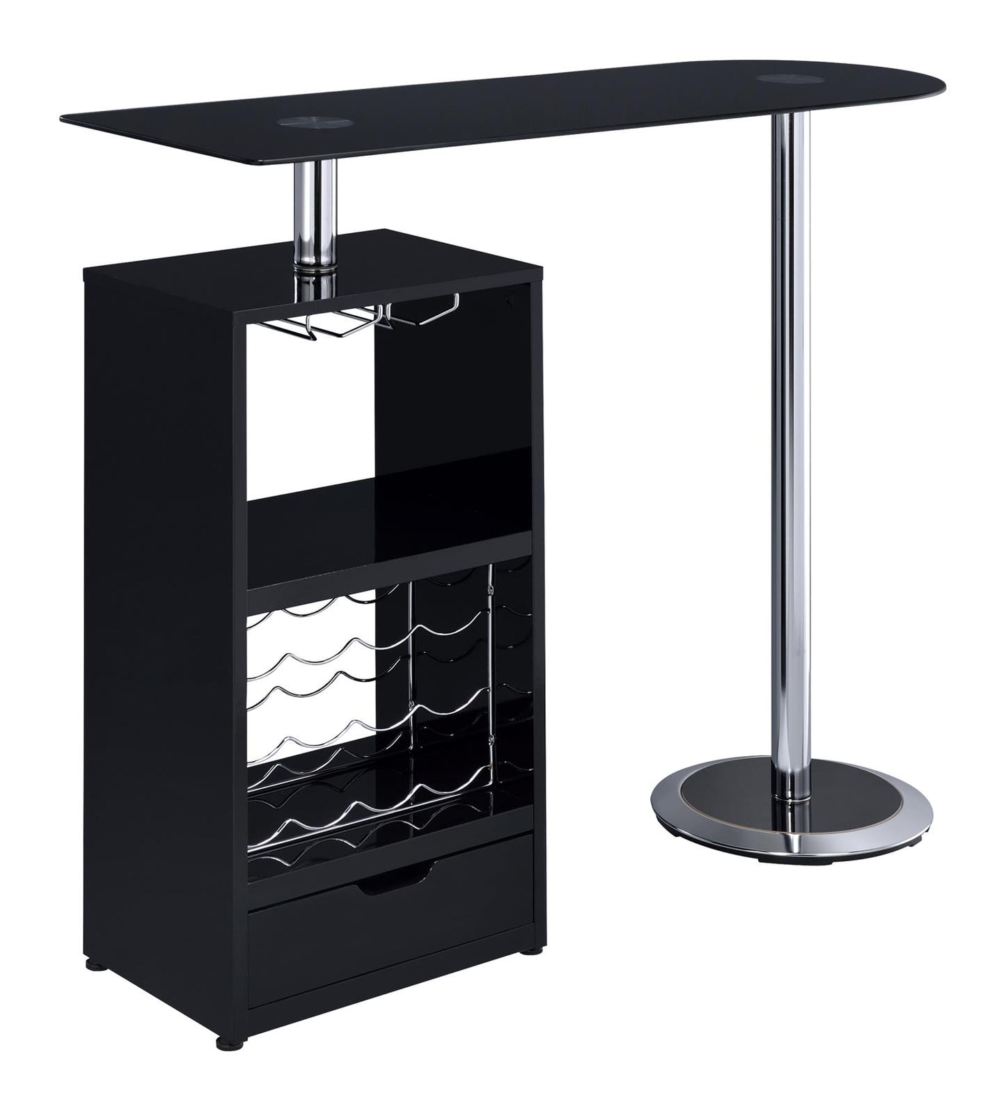 Koufax 1-drawer Bar Table Glossy Black