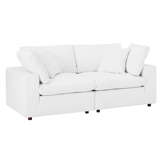 Commix Down Filled Overstuffed Vegan Leather Loveseat