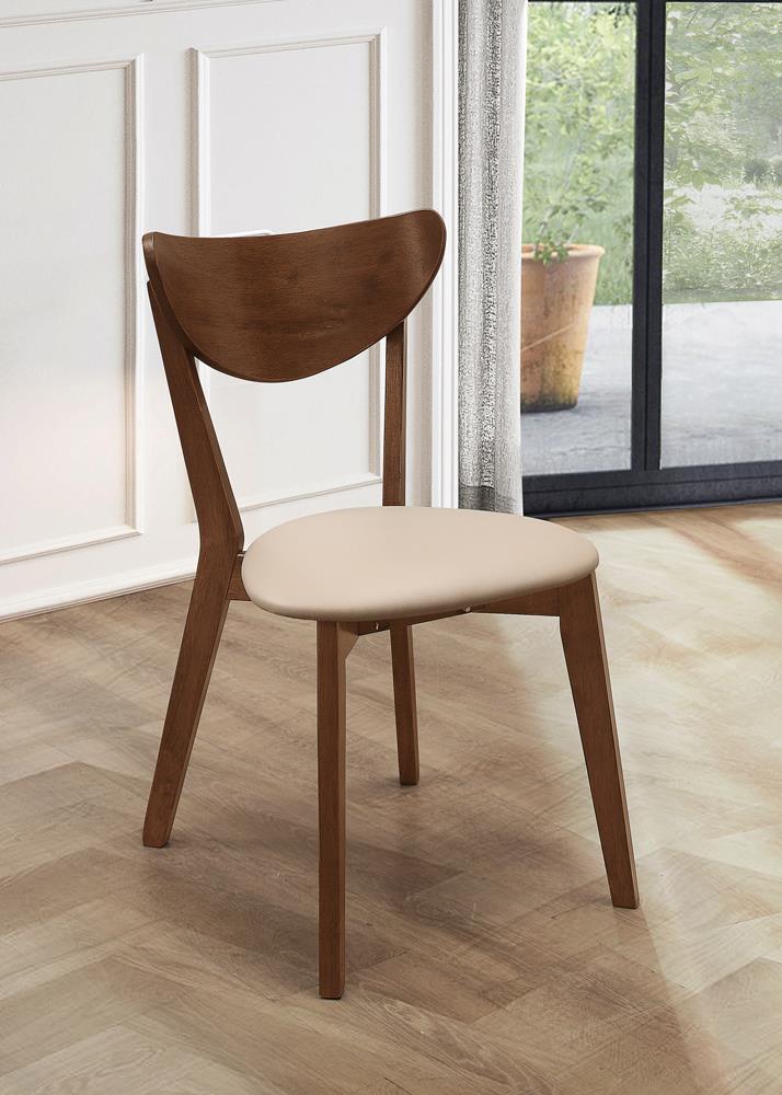 Kersey Dining Side Chairs with Curved Backs Beige and Chestnut (Set of 2)