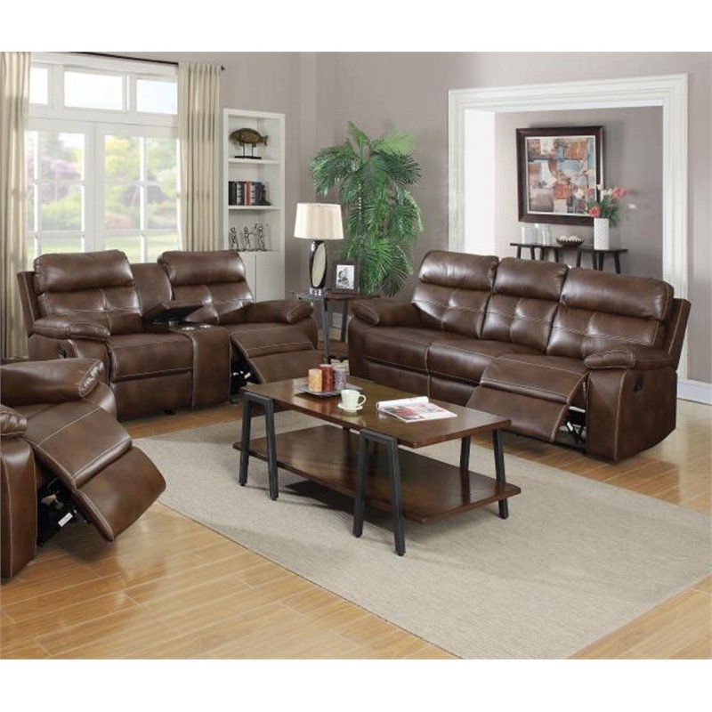 Damiano Upholstered Tufted Living Room Set Tri-tone Brown